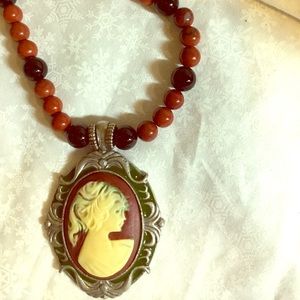 Long necklace with cameo